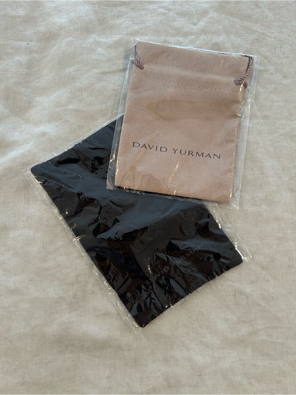 David Yurman Black and Beige Suede Jewelry Pouch and Cloth - Unopened.